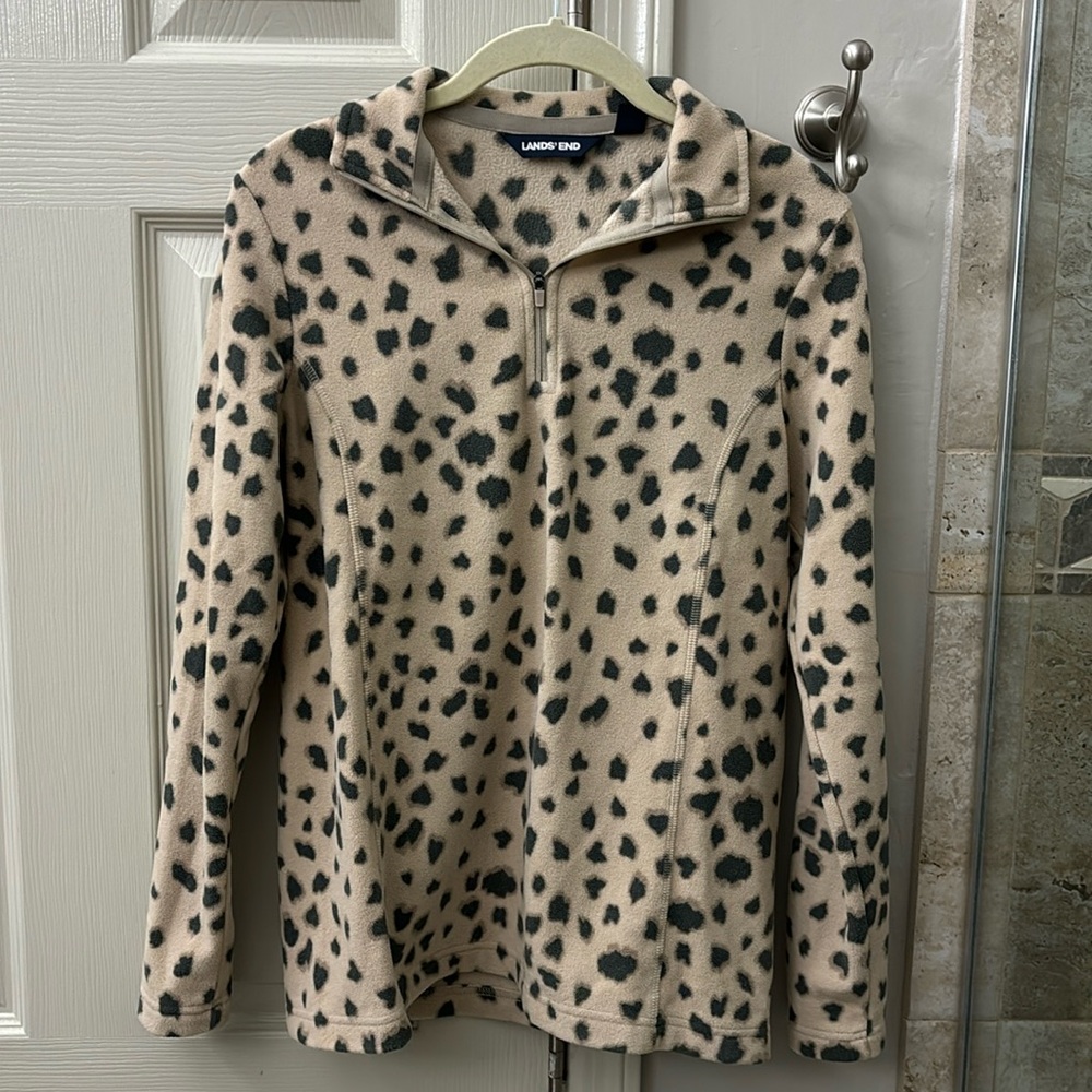Lands End cheetah quarter zip